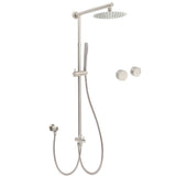 Brushed Nickel Round 8" Rain Head Shower Stainless Steel Handheld Sliding Rail Arm Chrome Set Twin V1233-SC842BSSS019CBNKSR108NKC0292BN