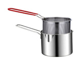 Stainless Steel Deep Fryer Pan Durable Portable Mini Long Handle Fryer Pan with Strainer for Home V1294-YM0901-3118230225111