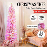 Christabelle LED Christmas Tree 1.8m Pink Candy Floss Pre-Lit Lights Multicolour Slim 112_OPCP6