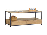 CARLA HOME Coffee Table with 2 Drawers - Open Shelf - Brown - Rustic - Steel - Living Room Bedroom V178-36449