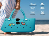 EVA Beach Tote Bag for Swimming, Pool & Travel Waterproof Washable Rubber Handbag with 2 Random V1107-CS-STDDBL