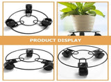 2Pcs Flower Pot Moving Tray with Wheels Metal Holder for Indoor and Outdoor Flower Pots V1370-AZ4-14898