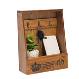 Wooden Key Holder Wall Mounted Storage Box with 3 Key Hooks Home Decor for Entryway Hallway Kitchen V1294-YM0901-10134246