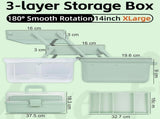 3 Layer Multipurpose Storage Box with Compartments, Plastic Craft Organizer with 2 Trays for V1237-ZY00B0DJNTYCDL