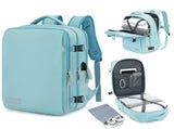 Blue Large Capacity Backpack with USB Charging Port and Waterproof Fabric for Travel Work and Daily V888-ELOSUNG43815