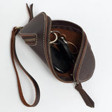 2pcs Retro Genuine Leather Key Pouch - 12.5cm x 5cm - Dual Zipper, Wrist Strap, Belt Loop, V888-ELOSUNG56072-1