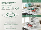 CARLA HOME 2 tier Dish Drying Rack with Drainboard & Utensil Holder for Kitchen LSB-36539