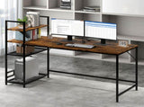 Levede Computer Desk Study Home Table with 4-Tier Shelf DH1070-DBR-AU