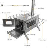 Stainless Steel Wood Burner Stove for Camping w/ Chimney & Bag V178-66979
