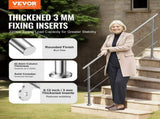 Handrails for Outdoor Steps, 70.9in Length 2 Crossbars Stair Hand Rail Kit, Transitional Stainless V952-BXGSLZFS180CXMYZKV0