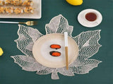 Placemats Set of 2, Vinyl Table Mats Hollowed-Out Leaf Place Mats Dinner Table Decor Mats for V1192-AZ-W-15577