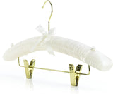 HANGERWORLD Pack of 5 Ivory Satin Padded Hangers with Clips for Skirts, Pants & Sweaters with V1258-DP02-F-301