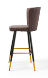Modern Bar Chair Leather Stool Counter Brown Mid-Century Wood x 2 V541-LKS-014-BROWNPU