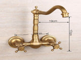 Antique Bathtub Faucet Dual-Handle Brass Wall-Mounted Tub Faucet with Hot & Cold Mixer, Tall V1107-113-36263-BRO-TALL1