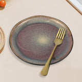 3 Pieces Reactive Glazed Ceramic Organic Fine Dinner Set with Plate and Bowl EARTHY BLUE BROWN V274-HA-LA-P0024302-BN