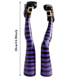 Halloween Witch Legs Yard Stake - 15" Tall 3D Purple Stripe Witch Legs Decoration for Lawn, Garden & V1366-AZ2-W-16572