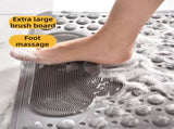 2-Pack Grey Eco-Friendly Bath Mat with Massage Points - Anti-Slip Suction Cup Safety Bathroom Rug V888-ELOSUNG45081