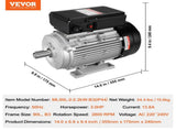 2.2KW Electric Motor 2800 rpm, AC 220240V 13.8A, 90L, B3 Frame, Air Compressor Motor Single Phase, V952-TYJLIECDJ2802OQUKV7
