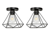 Ceiling Light Cage Guard Cover with Lamp Holder Base Vintage Industrial Style for E27 Bulbs V1294-YM0523-3119220032811
