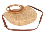 Women Rattan Bag Retro Fashion Small Semicircle Handwoven Straw Shoulder Bag Clutch Bag for Beach V1294-YM0710-3117230325111