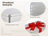 8 Pcs Rectangular Box with Lid, 5.9" x 4.3" x 1.7" Empty Metal Cases, Small Item Organizer with V1192-AZ-W-18391