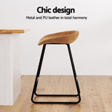 Artiss 2x Bar Stools Kitchen Dining Chairs Counter Stool PU Leather Metal Brown BA-TW-8320-BRX2