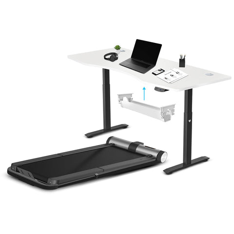 WalkingPad MC21 with Dual Motor Automatic Standing Desk 180cm in White/Black and Cable Management V420-KWTM-MC21F-B