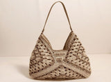 Straw Beach Bag for Women Summer Woven Beach Tote Bag Shoulder Handbags Boho Bag, V1370-AZ4-12075