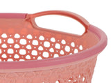 HOOWIFFY 1Pcs Portable Laundry Basket Pink Hollow Laundry Management with Handle PP V1189-WXFWAL-20260326-02411