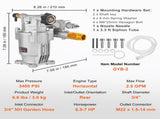 Pressure Washer Pump, 19 mm Shaft Horizontal, 3400 PSI, 2.5GPM, Replacement Power Washer Pumps Kit, V952-HZXPBHZ34INCHU81SV0
