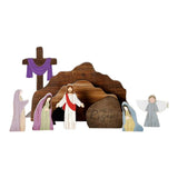 9 Pcs Empty Tomb Christian Scene and Cross Decoration, Wooden Easter Resurrection Scene with Cross V1366-AZ2-W-26855