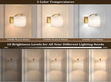 Battery Operated Wall Sconces Set of 2, Rechargeable LED Lights, Remote, 12 RGB Colors, Gold V1263-JX-5785