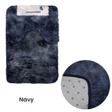 2 Pce 2-Toned Extra Light Weighted Shaggy Fluffy Bath Mat Set Navy V442-ABR-BATHM-LIGHTWEIGHTSHAGGY-NAVY-RE