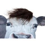 Curious Cow w Artificial Hair Framed Canvas Wall Art 60cm V637-95205COW