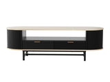 Artiss Coffee Table Drawer Shelf Wood&Black FUR-Z-COF-04-BKWD