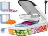 Vegetable Chopper with Container, 2 in 1 Manual Hand Food Chopper with 2 Stainless Steel Chopping V1258-DP02-C-2895