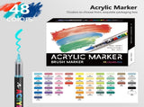 48 Colour Set Vibrant Cyan Acrylic Marker with Soft Brush Tip - 13.8 cm Professional Art Pen V888-ELOSUNG28417