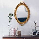 Oval Antique Gold 25 x 38 cm Vintage Carved Hanging Wall Mirror for Bedroom and Living-Room V178-12658