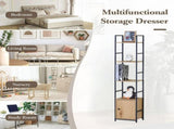 CARLA HOME 5 Tier Bookshelf with Cabinet - Brown - Storage Cabinet - Rustic - Steel V178-36415