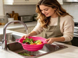 Foldable Silicone Colander Set, Heat Resistant Kitchen Vegetable and Fruit Strainer Basket, Space V1366-AZ2-W-17250