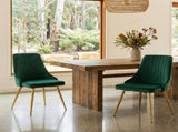 Viva Forever Set of 2 Green Velvet Dining Chairs-Art Deco Design with Gold Metal Legs V264-DNC-414V-GRN-02-1