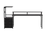 Artiss 145cm L Shaped Gaming Desk Computer Desk with LED Lights & Power Outlets MET-FC-25220-BK
