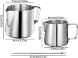 Stainless steel milk jug, 2 pieces, frothers, pitchers, 350 ml, 600 ml, stainless steel milk jug, V1188-MS-313-1057