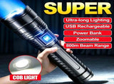rechargeable LED, 6000mAh, 5 mode, COB tail light, camping V1102-124-51252-BLK-6000MAH