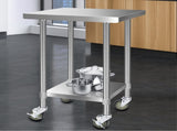 Cefito 610x610mm Stainless Steel Kitchen Bench with Wheels 430 SSKB-430S-WHEEL-24