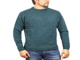 100% SHETLAND RAGG WOOL CREW Round Neck Knit JUMPER Pullover Mens Sweater Knitted - Sherwood - 4XL V563-SW-CN-SHD-32-4XL