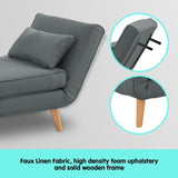 Sarantino Adjustable Chair Single Sofa Bed Faux Linen - Dark Grey SOFA-M13-LNN-DGY