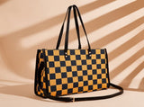Fashionable checkered large-capacity tote bag, versatile single-shoulder and hand-held bag for V1105-YABB-05