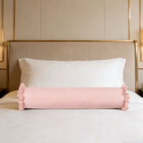 Supportive Bolster Pillow, Striped Neck Roll Pillow, Ruffled Edges for Neck and Lumbar, Ideal for V1192-AZ-W-24435