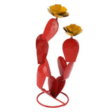 Metal Prickly Pear Cactus with Flowers Iron Rustic Cactus Statue Desert Decor Sculpture for Garden V1294-YM0703-3111230153411